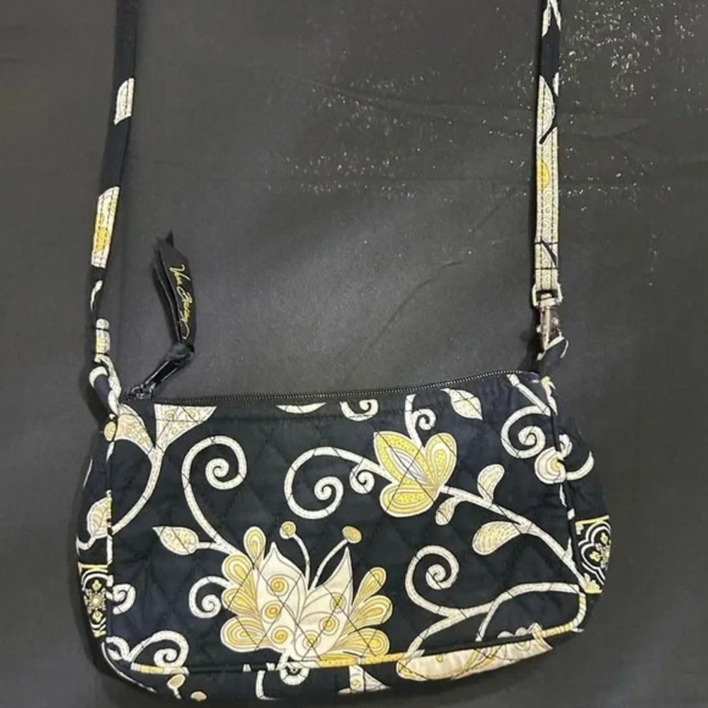 Retired Vera Bradley Yellow Bird Quilted Crossbody Shoulder Bag Floral Cotton